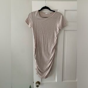 antistar cream bodycon dress with rouching Short sleeve